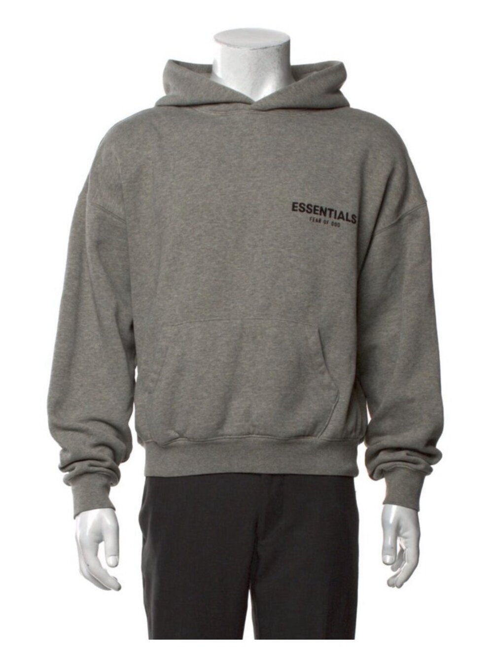 Fear of God Essentials Men’s Authentic Gray Logo Pullover Hoodie Sweatshirt XS